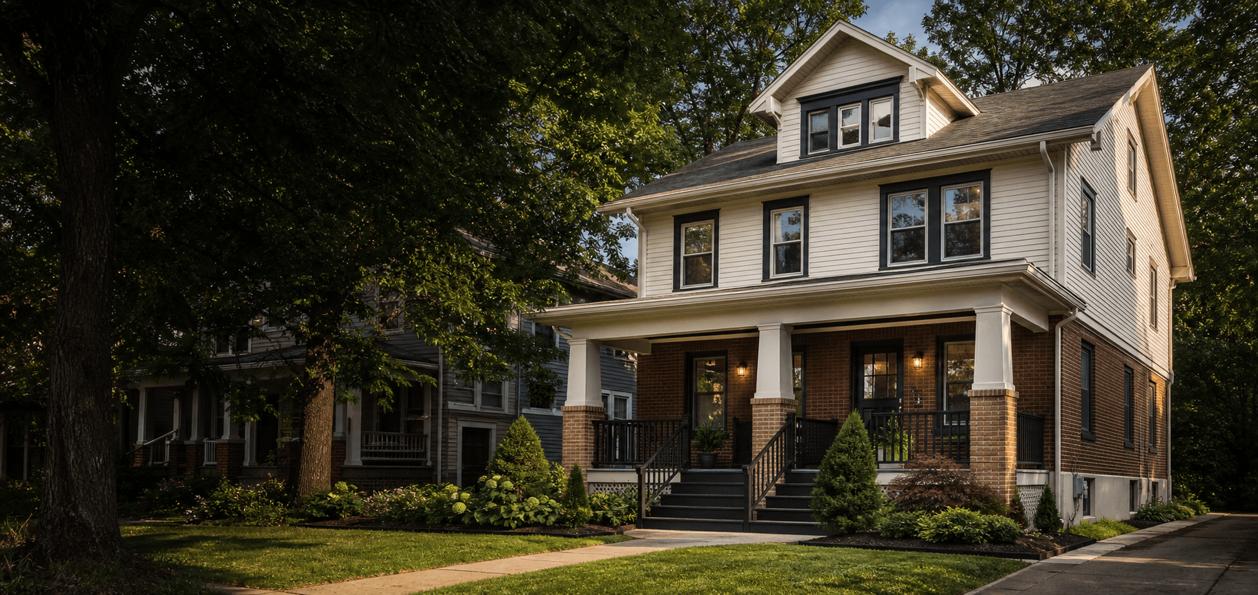 Renovated multifamily house in a tree-lined Cleveland neighborhood